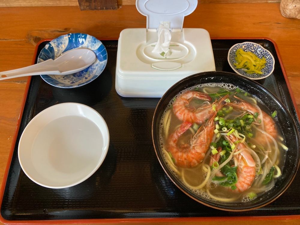 ふるさと食堂の車海老そば（小）